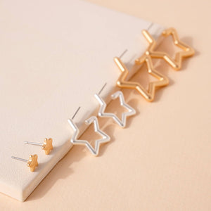 Star Hoop Earrings Set