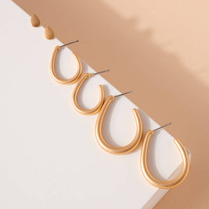 Pear Hoop Earrings Set