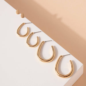 Pear Hoop Earrings Set