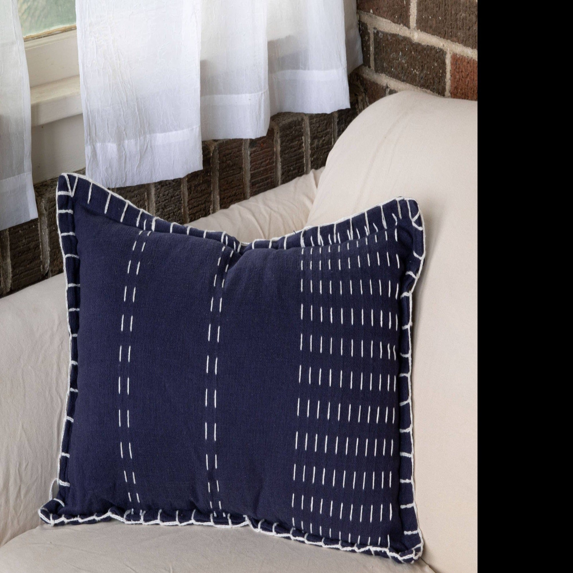 14X22 Hand Woven Kadin Pillow Navy