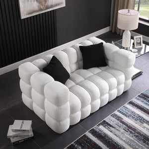 62.2length ,35.83\" deepth ,human body structure for USA people, marshmallow sofa,boucle sofa ,White color,3 seater