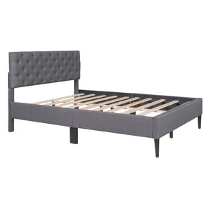 Full Size Upholstered Linen Platform Bed