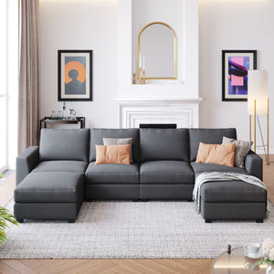 U-Shaped Sofa with Removable Ottomans - 3 Pieces