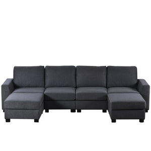 U-Shaped Sofa with Removable Ottomans - 3 Pieces