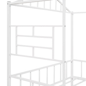 Full Size Metal House Bed Frame with Slatted Support - No Box Spring Needed