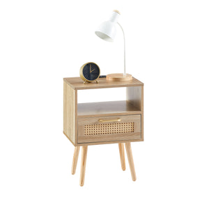 15.75" Rattan End Table with Power Outlet & USB Ports