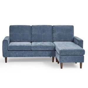 80' Convertible Sectional Sofa Couch;  3 Seats L-shape Sofa with Removable Cushions and Pocket;  Rubber Wood Legs