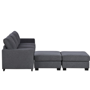 U-Shaped Sofa with Removable Ottomans - 3 Pieces