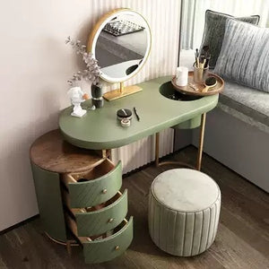 Modern Makeup Vanity Table With LED Lighted Mirror With Movable Top