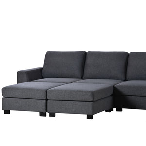 U-Shaped Sofa with Removable Ottomans - 3 Pieces