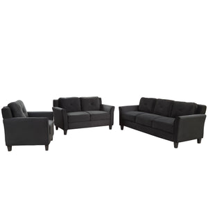 Button Tufted 3 Piece Chair Loveseat Sofa Set