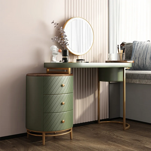 Modern Makeup Vanity Table With LED Lighted Mirror With Movable Top