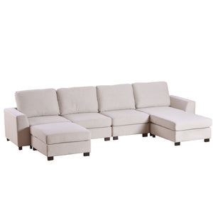 U-Shaped Sofa with Removable Ottomans - 3 Pieces