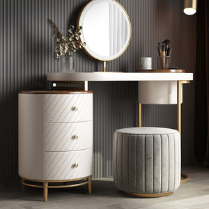 Modern Makeup Vanity Table With LED Lighted Mirror With Movable Top