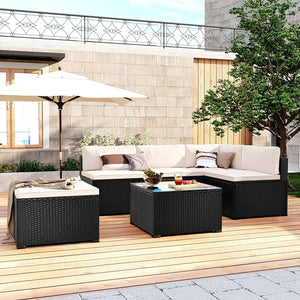 6-Piece Outdoor Furniture Set with PE Rattan Wicker