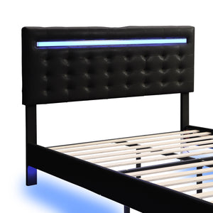 Full Size Floating Bed Frame with LED Lights and USB Charging