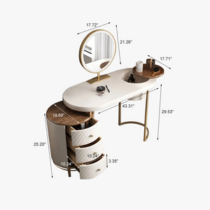 Modern Makeup Vanity Table With LED Lighted Mirror With Movable Top