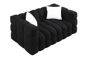 62.2length ,35.83\" deepth ,human body structure for USA people, marshmallow sofa,boucle sofa ,White color,3 seater