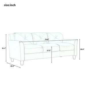 Button Tufted 3 Piece Chair Loveseat Sofa Set