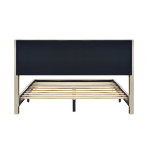 Queen Size Corduroy Platform Bed with Metal Legs