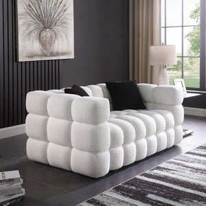 62.2length ,35.83\" deepth ,human body structure for USA people, marshmallow sofa,boucle sofa ,White color,3 seater