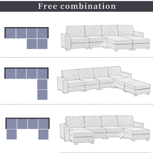 U-Shaped Sofa with Removable Ottomans - 3 Pieces