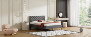 Full Size Upholstered Linen Platform Bed