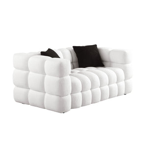 62.2length ,35.83\" deepth ,human body structure for USA people, marshmallow sofa,boucle sofa ,White color,3 seater