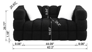 62.2length ,35.83\" deepth ,human body structure for USA people, marshmallow sofa,boucle sofa ,White color,3 seater