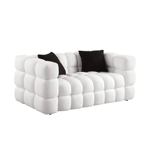 62.2length ,35.83\" deepth ,human body structure for USA people, marshmallow sofa,boucle sofa ,White color,3 seater