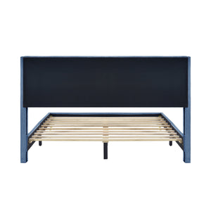 Queen Size Corduroy Platform Bed with Metal Legs