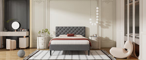 Full Size Upholstered Linen Platform Bed