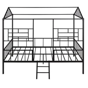 Full Size Metal House Bed Frame with Slatted Support - No Box Spring Needed