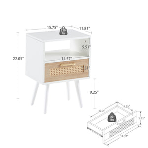 15.75" Rattan End table with Power Outlet & USB Ports