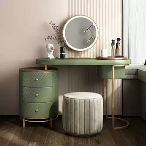 Modern Makeup Vanity Table With LED Lighted Mirror With Movable Top