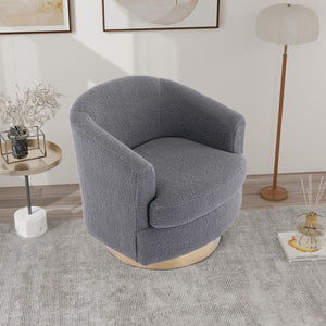 30.7''W Boucle Swivel Accent Barrel Chair Modern Comfy Sofa With Gold Stainless Steel Base for Living Room;  360 Degree Club Arm Chair for Nursery Bedroom Living Room Lounge Hotel