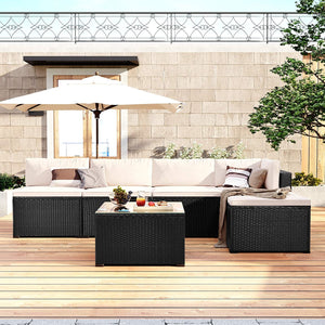 6-Piece Outdoor Furniture Set with PE Rattan Wicker