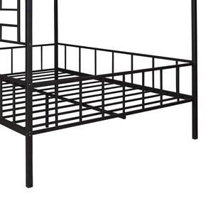 Full Size Metal House Bed Frame with Slatted Support - No Box Spring Needed