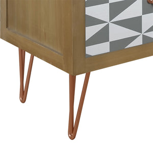 Wooden Nightstand with Three Drawers and Metal Feet Modern Style Bedside Table (Natural)