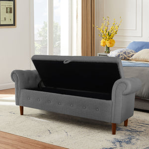 Teddy Velvet Multifunctional Storage Rectangular Sofa Stool