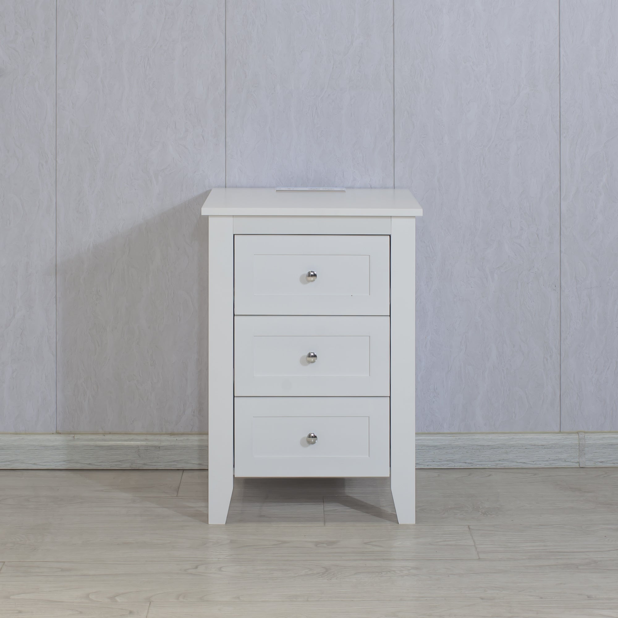 White 3 Drawer Nightstand with Charging Station, USB Ports and Power Outlets