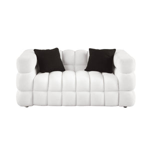 62.2length ,35.83\" deepth ,human body structure for USA people, marshmallow sofa,boucle sofa ,White color,3 seater