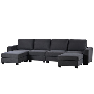 U-Shaped Sofa with Removable Ottomans - 3 Pieces