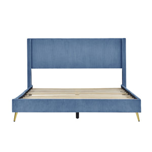 Queen Size Corduroy Platform Bed with Metal Legs