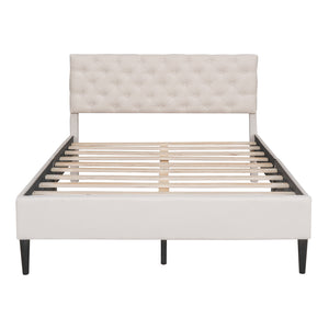 Full Size Upholstered Linen Platform Bed