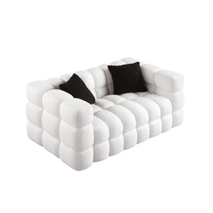 62.2length ,35.83\" deepth ,human body structure for USA people, marshmallow sofa,boucle sofa ,White color,3 seater