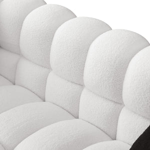 62.2length ,35.83\" deepth ,human body structure for USA people, marshmallow sofa,boucle sofa ,White color,3 seater