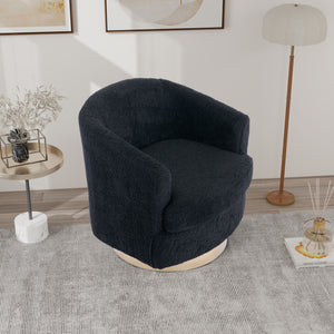 30.7''W Boucle Swivel Accent Barrel Chair Modern Comfy Sofa With Gold Stainless Steel Base for Living Room;  360 Degree Club Arm Chair for Nursery Bedroom Living Room Lounge Hotel