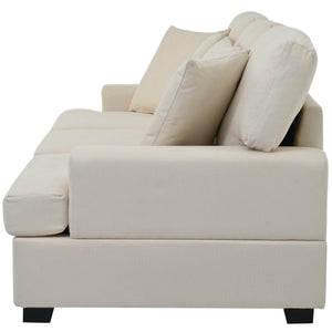 3 Seat Sofa with Removable Back and Seat Cushions and 4 Comfortable Pillows