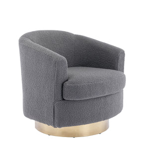 30.7''W Boucle Swivel Accent Barrel Chair Modern Comfy Sofa With Gold Stainless Steel Base for Living Room;  360 Degree Club Arm Chair for Nursery Bedroom Living Room Lounge Hotel